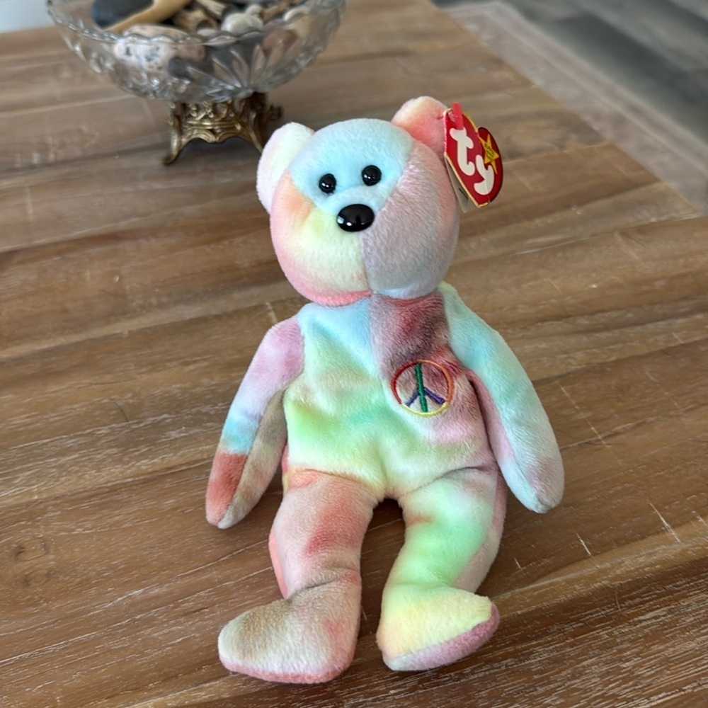 NWT Ty Bear PEACE Plush in pastel colors